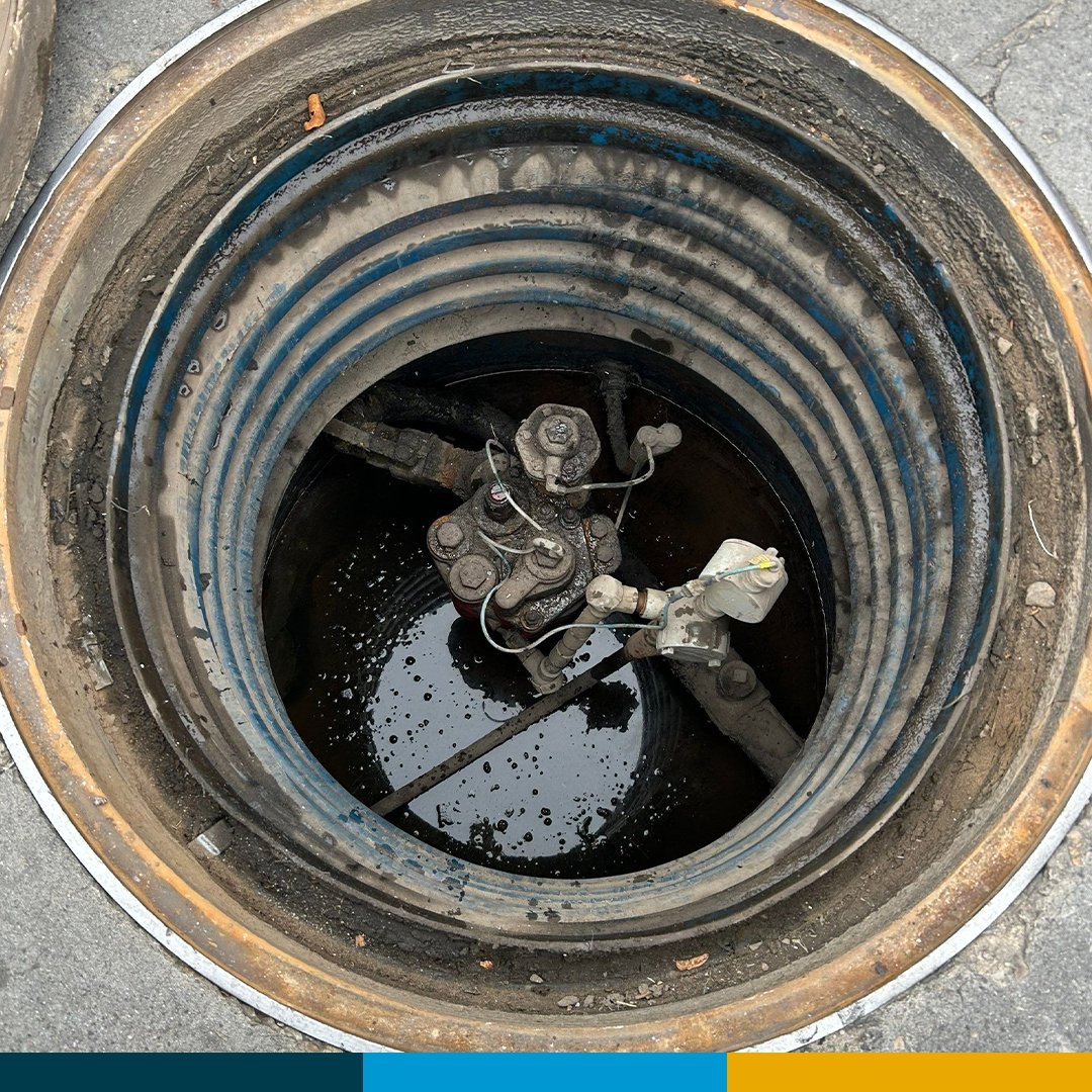 Water inside a containment sump with the lid off